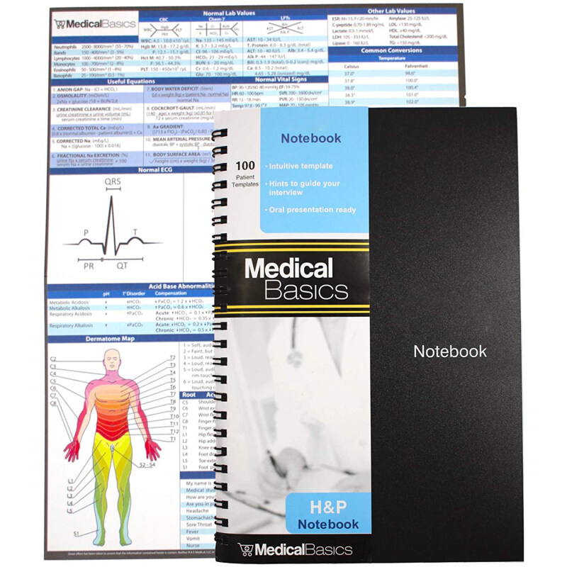  H&P Notebook -Medical History and Physical Notebook, 100 Medical templates with Perforations